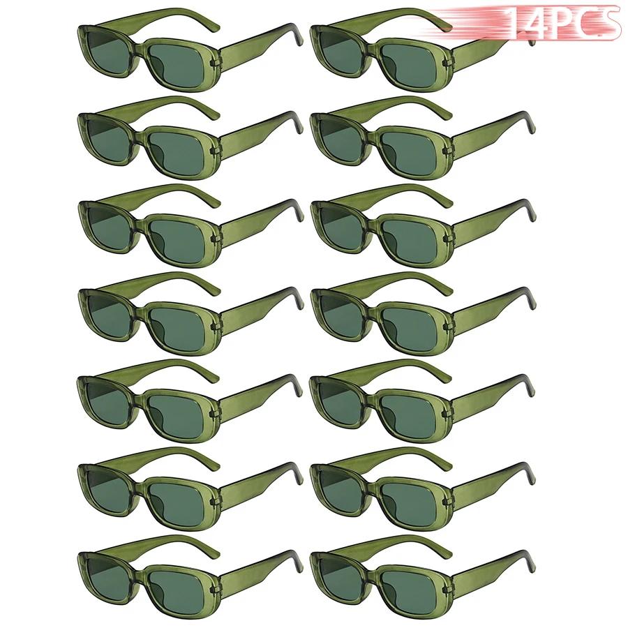 Lunettes de soleil rectangulaires pour femmes, 14 pièces, motif carré, de marque Vintage, de créateu