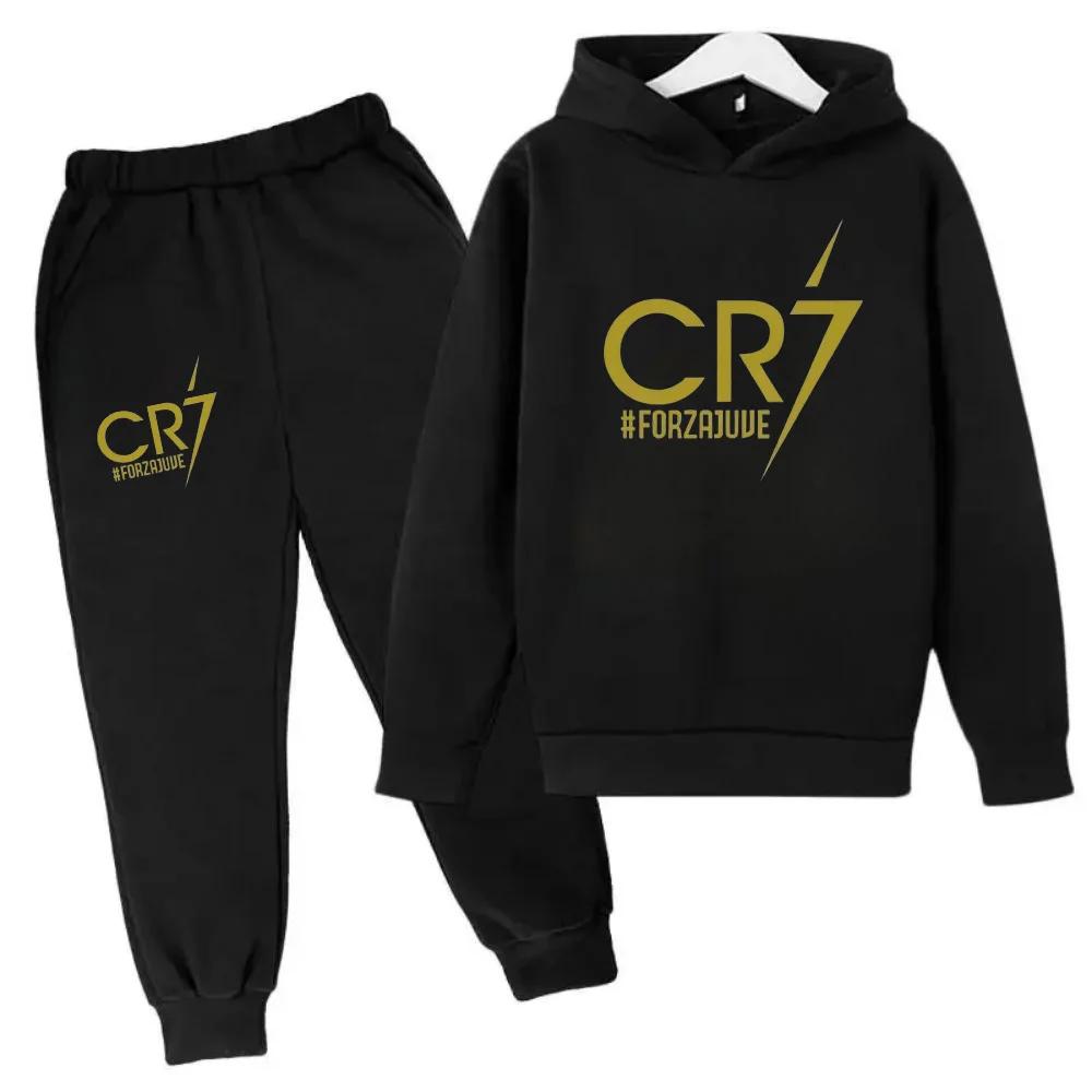 Ensemble de survêtement pour enfants Ronaldo CR7, imprimé, 2 pièces, sweat à capuche et pantalon, vê
