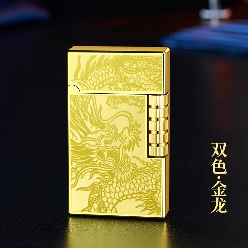 Briquet gonflable en métal et acier, son Dragon chinois, feu Oblique, poulie latérale, allumage de t