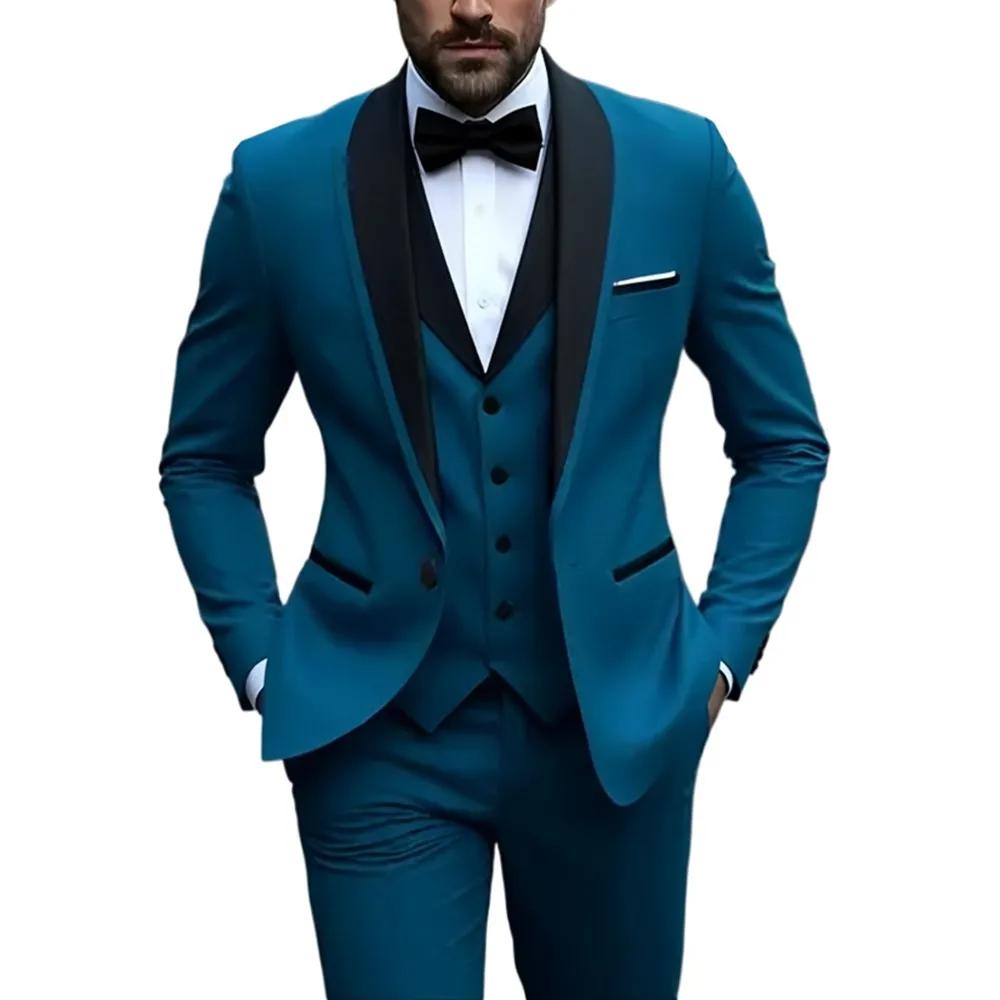 Ensemble de costume 3 pièces pour hommes, veste + gilet + pantalon, à la mode de haute qualité, adap