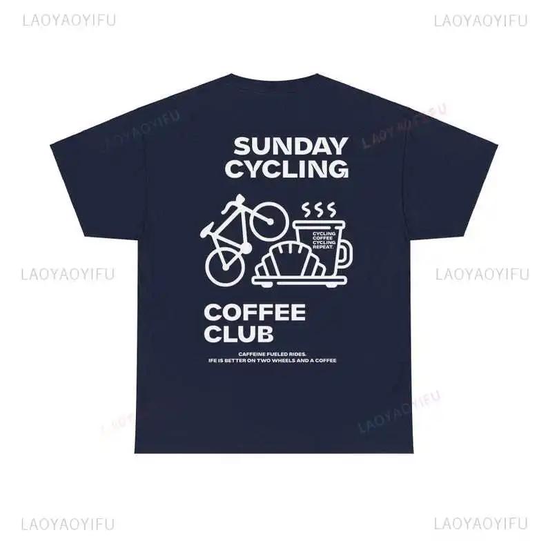 Dimanche cyclisme café Club graphique t-shirts unisexe femme homme été vélo haute qualité coton T-sh