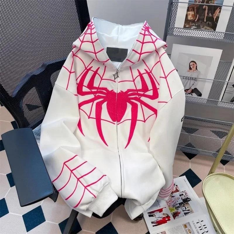 Sweat à capuche floqué Spider pour hommes et femmes, sweat à capuche Hip Hop, manteau à capuche, fer