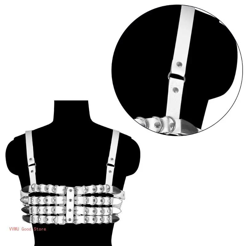 Ceinture chaîne poitrine Punk pour femmes, harnais superposé, chaîne poitrine pour bal danse