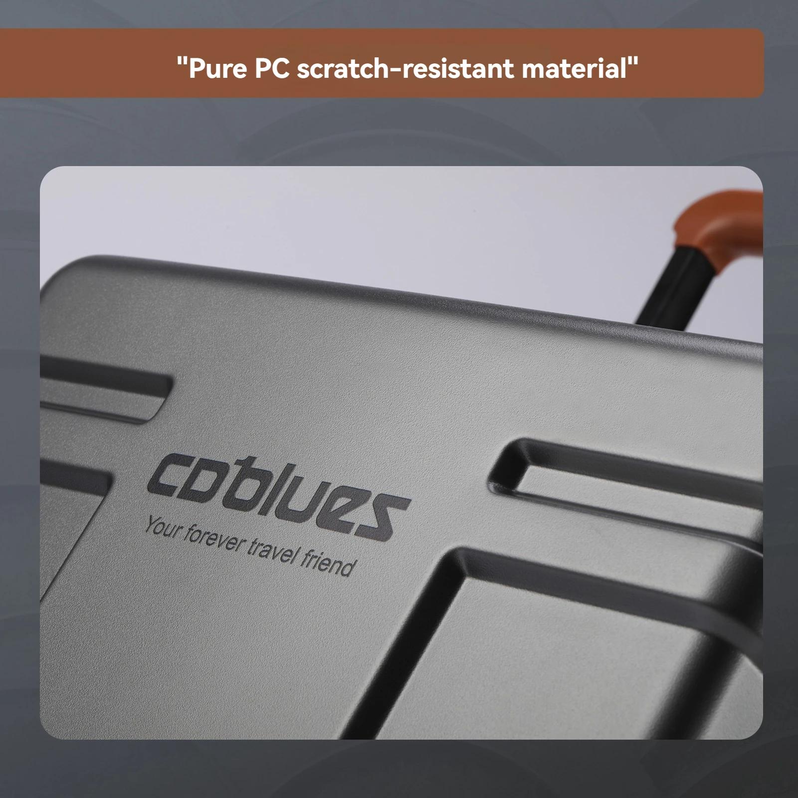 Valise à roulettes grande capacité en PC pur avec poignée large, légère, avec serrure douanière, rou