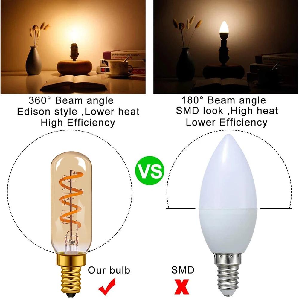 Ampoule de nuit tubulaire rétro E14 E12 220V 110V, variable 3W 2200K, Filament souple, lampe de Tabl
