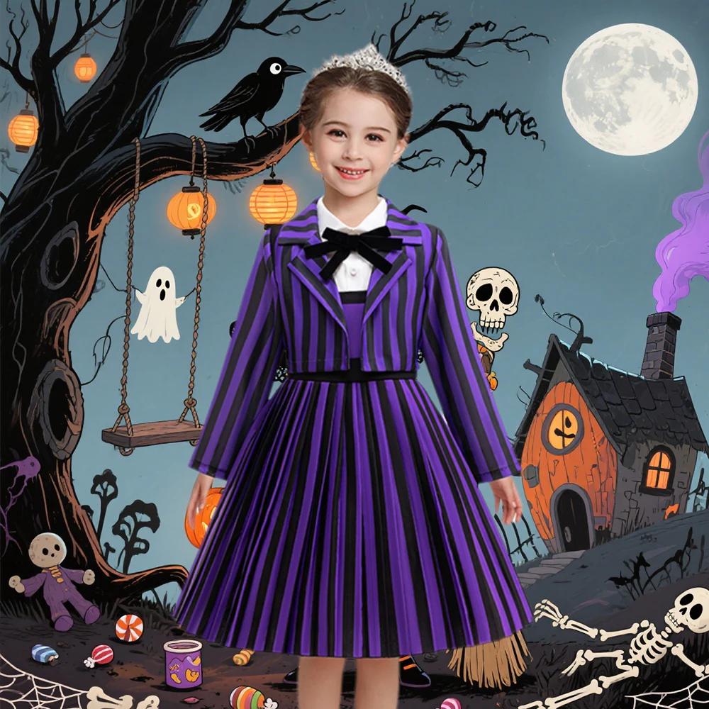 Costume Halloween filles Mercredi Enid cosplay 2 pièces robes fête anniversaire tenues carnaval enfants