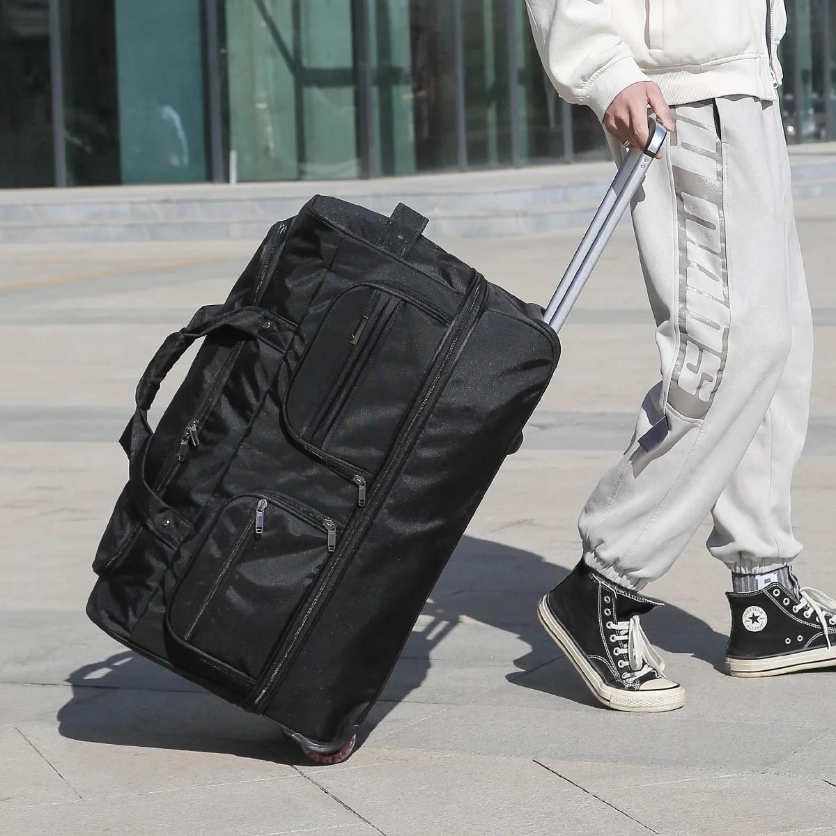 Sac vérifié de la compagnie aérienne Sac de bagage mobile pliable à l'étranger avec chariot Bagage d