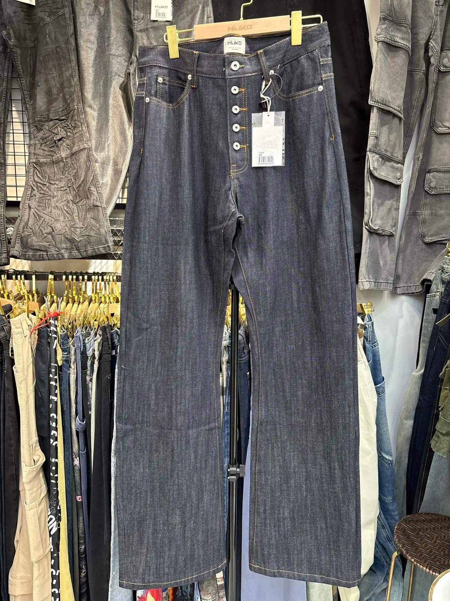 MIJKO BootCut Original jean pantalon à jambes larges bouton droit conception ZJ124
