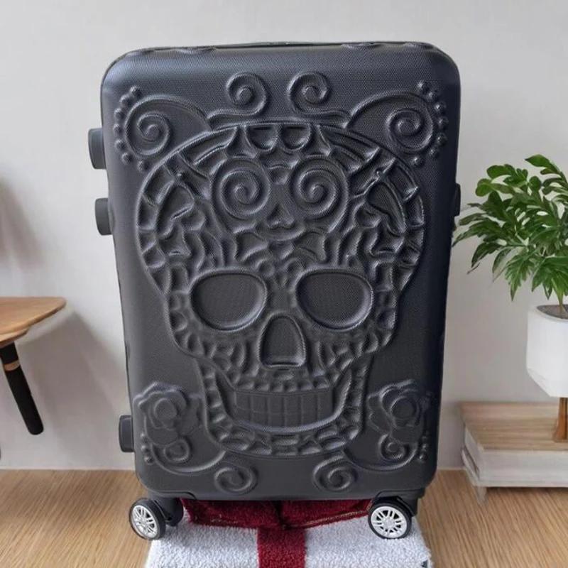 Bagages à roulettes Skull Cabin, Valise à roulettes rigide, Taille à main, Spinner, Noir, 20 po