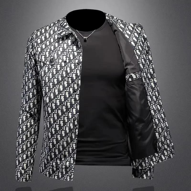 Veste imprimée à carreaux pour hommes, grande taille, col décontracté, vêtements d'extérieur, tendan