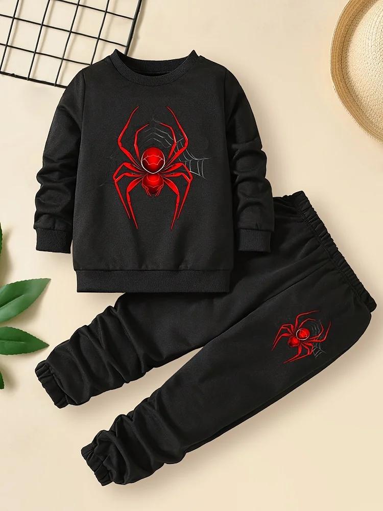 Ensemble vêtements automne enfants garçons filles, sweat-shirt araignée pull pantalon costume 2 pièces