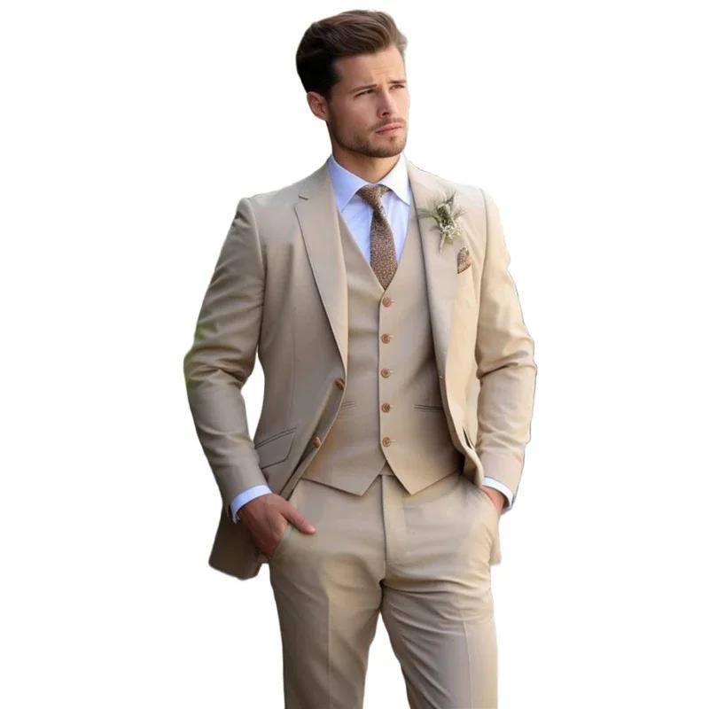 Costumes de Mariage de smoking 3 pièces pour hommes, vêtements de marié sur mesure, Costume formel à