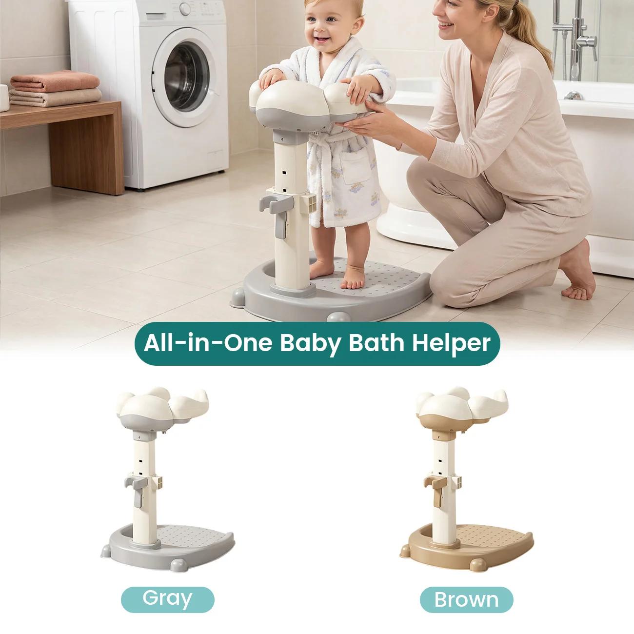 Support de bain pour bébé avec design ergonomique, aide au bain réglable en hauteur pour tout-petits