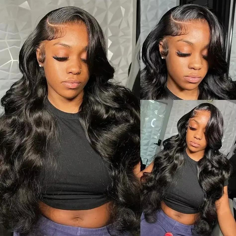 Perruque Lace Front Wig Body Wave naturelle bouclée, cheveux humains, HD, sans colle, 13x6, 13x4, ad
