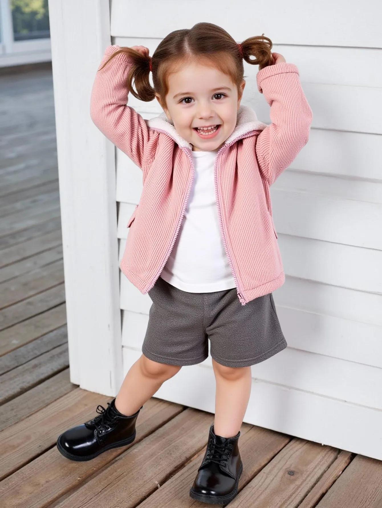 Veste bébé fille velours côtelé douce à capuche - Vêtement chaud automne hiver pour nouveau-né