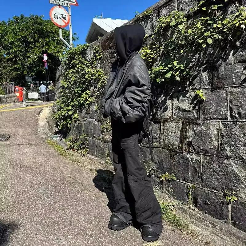 Veste Homme Printemps Automne Style Urbain Patchwork à Capuche Faux Cuir Deux Pièces Manches Longues