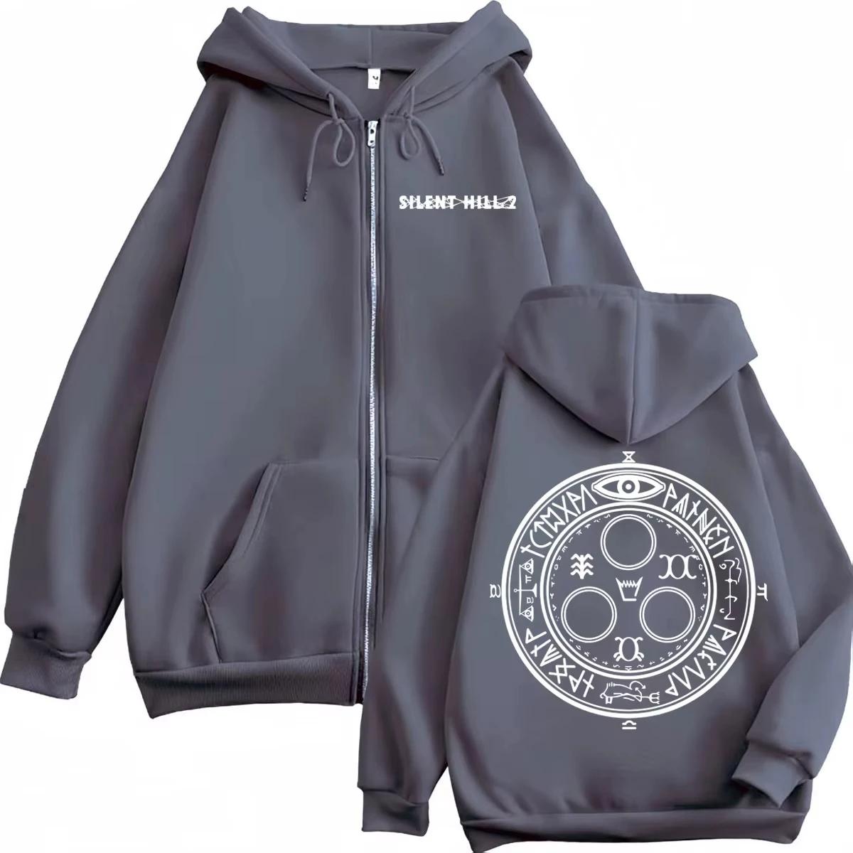 2025 Limited Silent Hill Game Print Zipper Hoodies Haute Qualité Mode Zip Up Pulls Hommes Femmes Déc