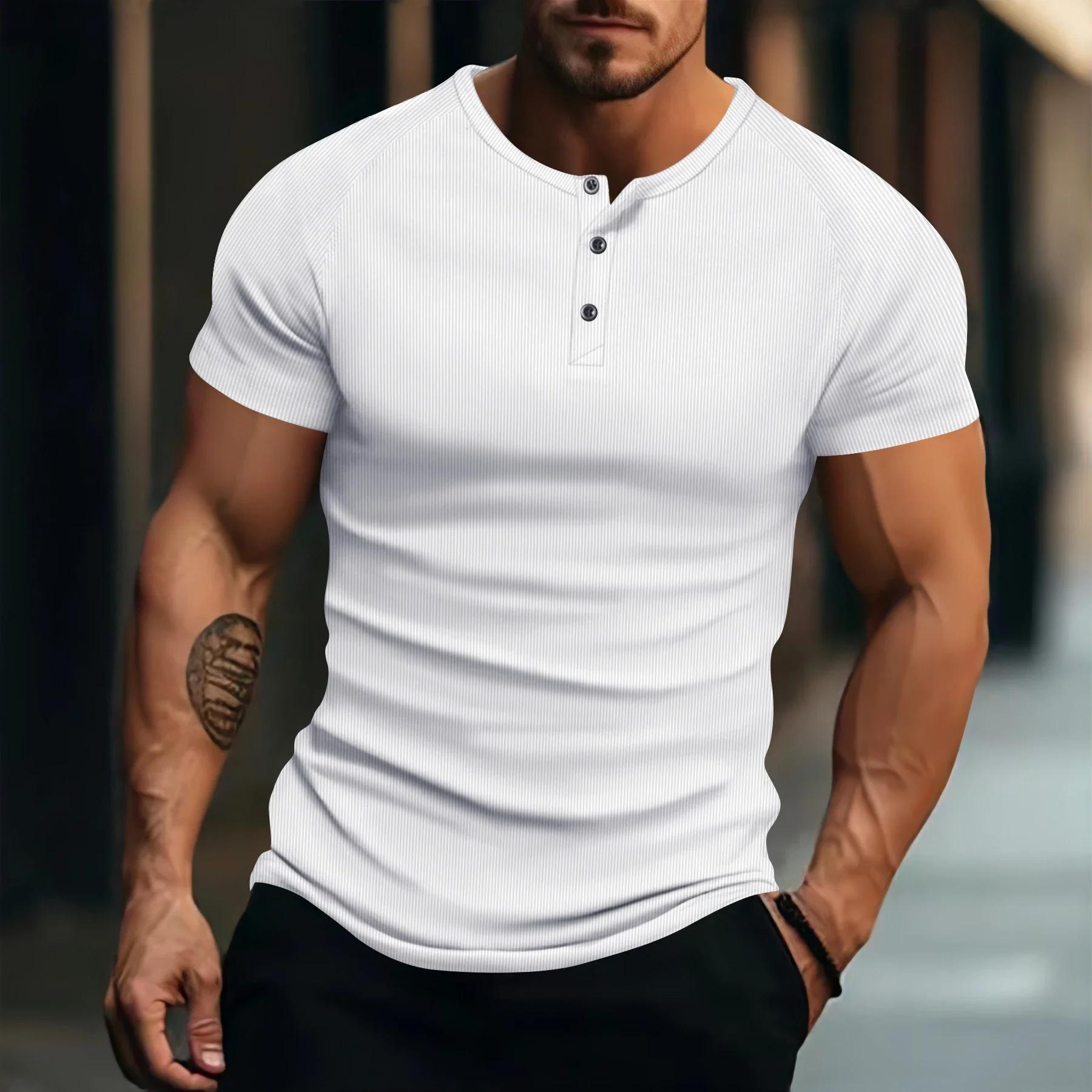 T-shirt hommes décontracté à manches courtes jogging musculaire musculation T-shirt mâle gymnase Fit