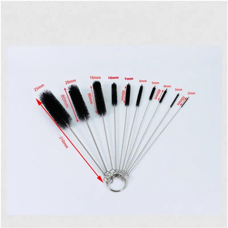 Ensemble de 10 brosses à cheveux souples en acier inoxydable, Tube à essai, brosse à biberon multifo