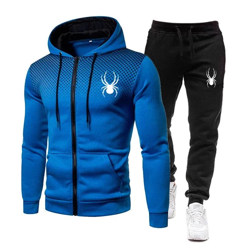 Ensemble de sport et de fitness pour homme, deux pièces, avec sweat à capuche à manches longues à fe