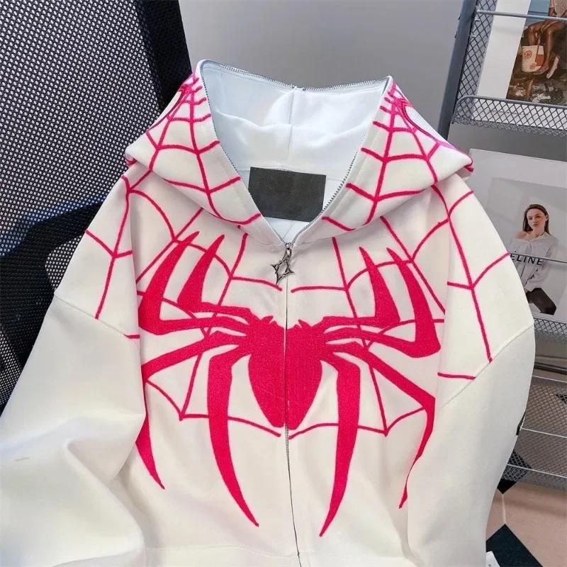 Sweat à capuche floqué Spider pour hommes et femmes, sweat à capuche Hip Hop, manteau à capuche, fer