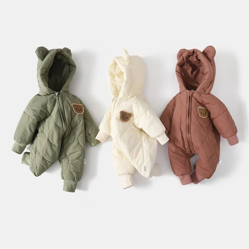 Combinaison d'hiver bébé ours - Vêtement extérieur doublé fourrure pour fille et garçon