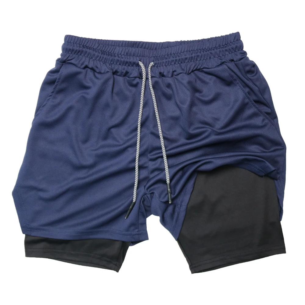 Short de Fitness Double couche pour hommes, short de sport 2 en 1, séchage rapide, entraînement, Jog