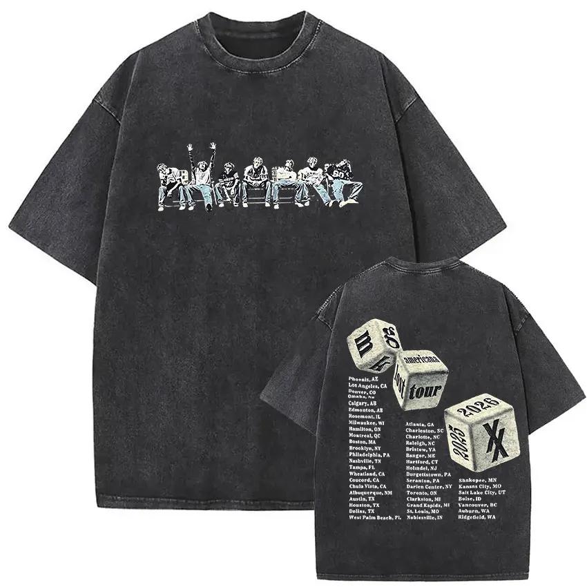 Rappeur MGK perdu Americana Tour 2025 T-shirts mitrailleuse Kelly Vintage lavé graphique T-shirt hom