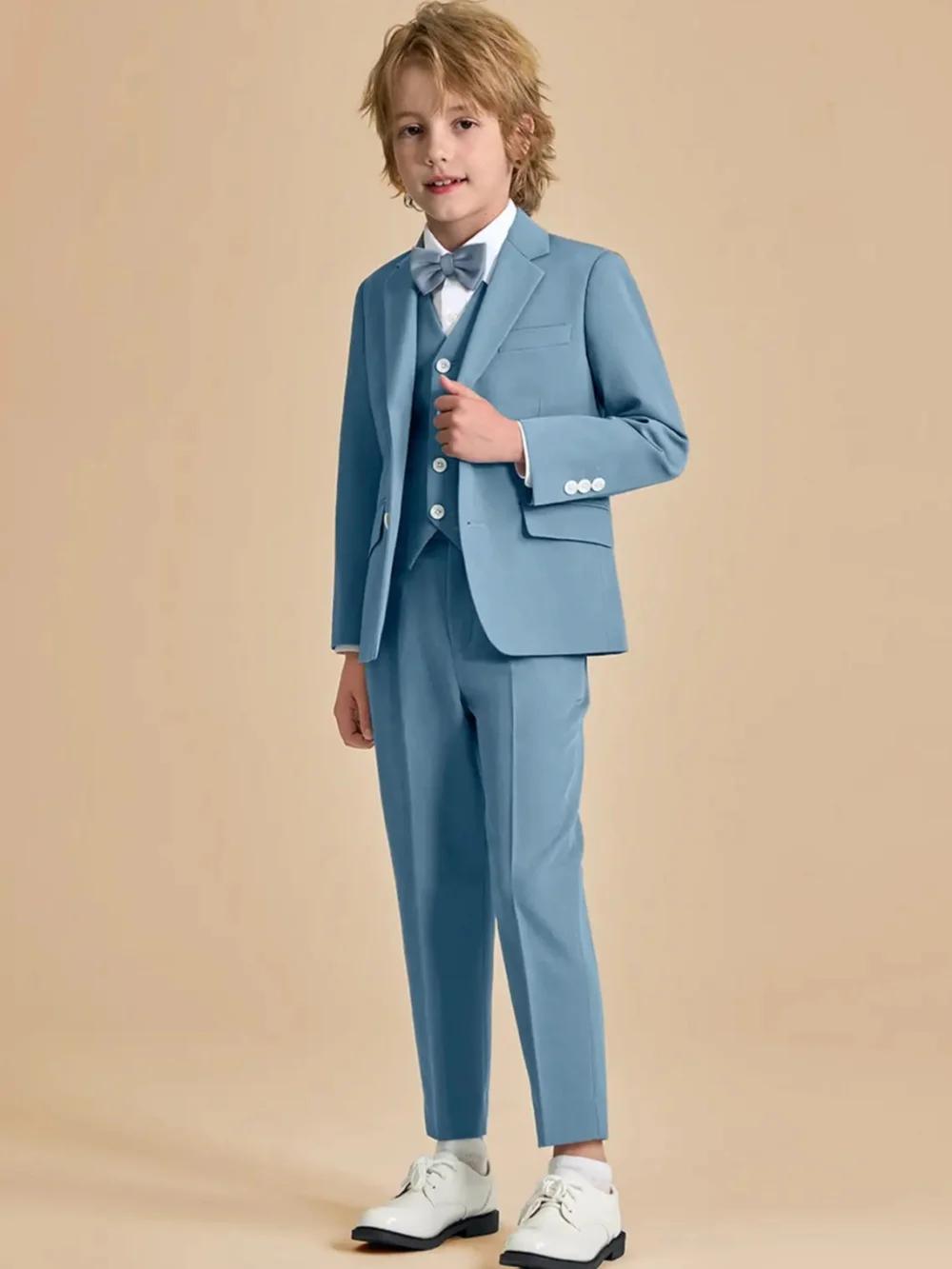 Beaux garçons Slim Fit costumes 3 pièces Piano Performance porter cranté revers enfants costume ense