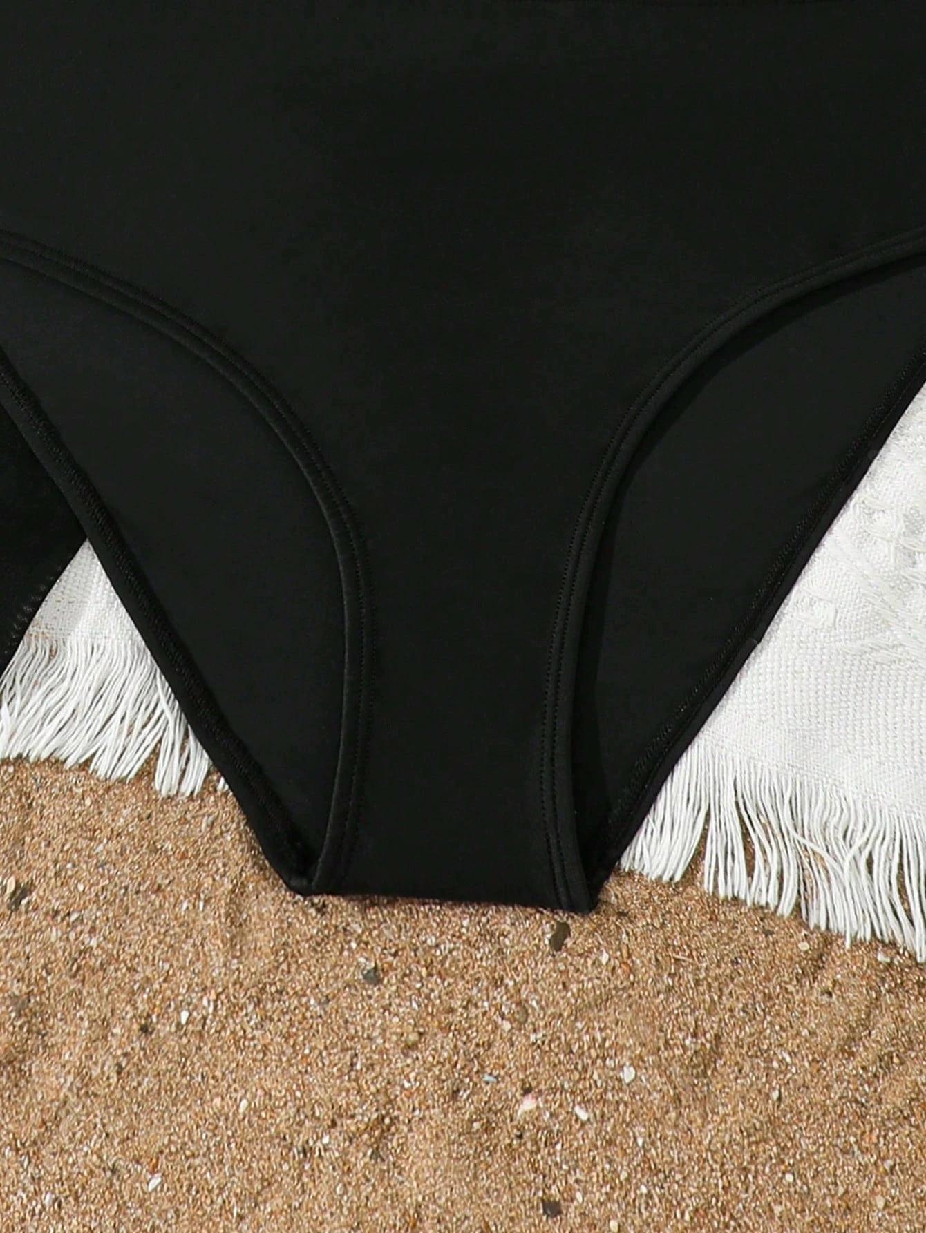 Ensemble de maillots de bain 3 pièces pour adolescentes 2026 – Bikini décoré de boucles métalliques,