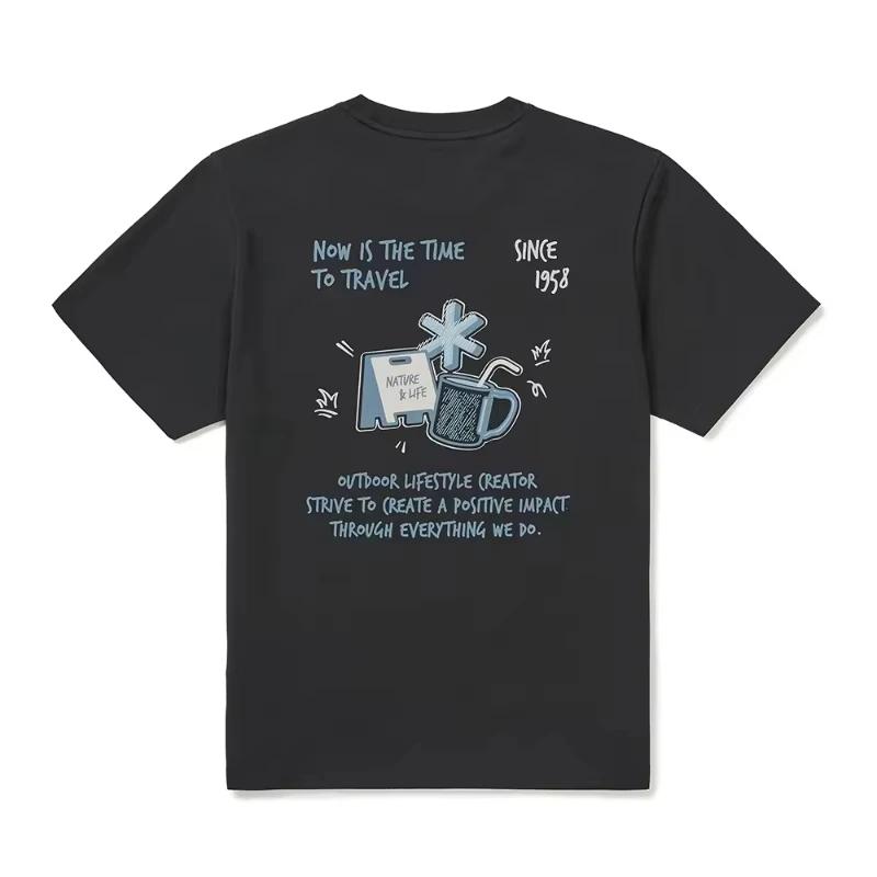 Nouveau T-shirt d'été 2026 à manches courtes en pur coton, imprimé Snow Peak, pour le camping en ple