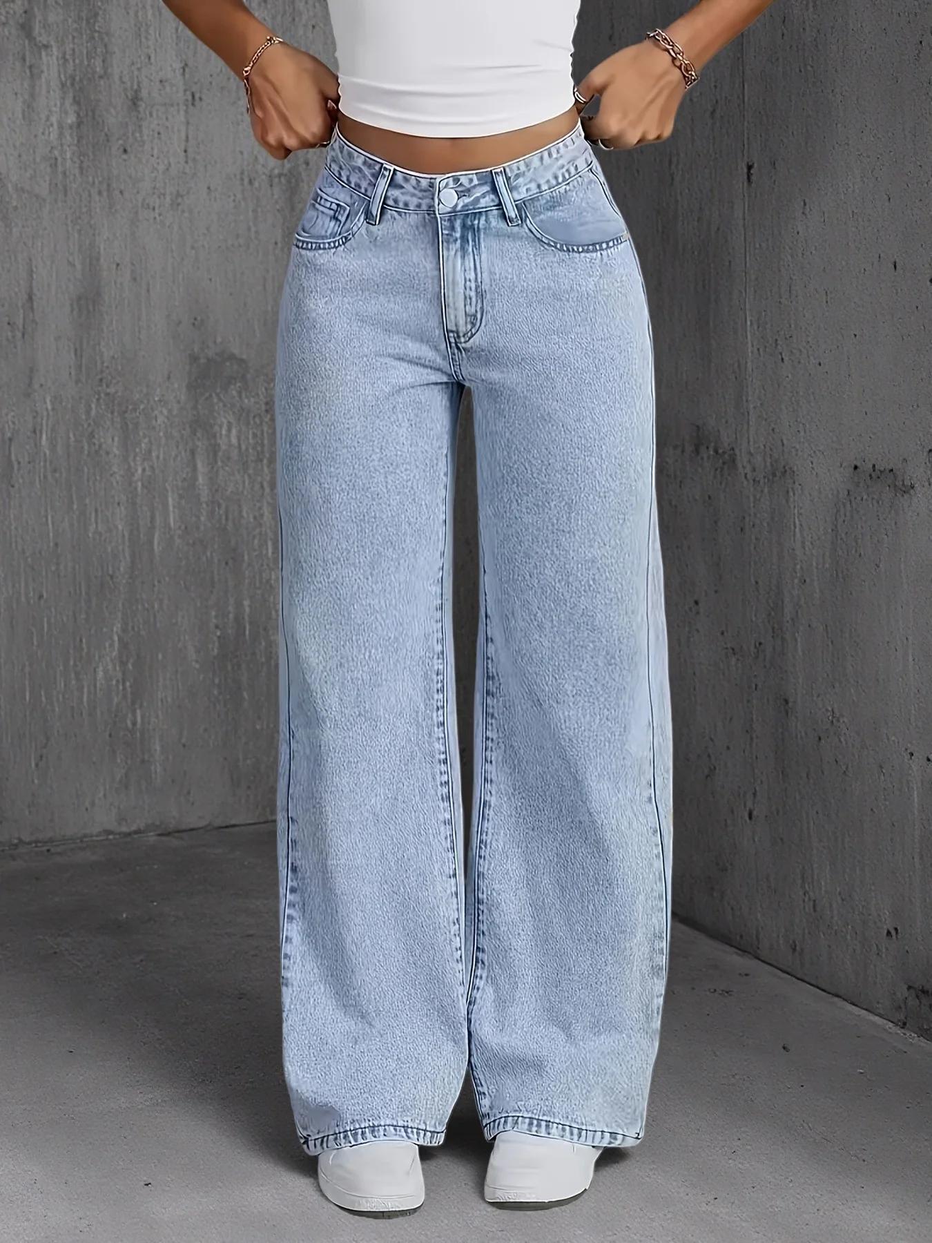 Jean pour femme Y2k, vêtements bleu clair, jambes larges, pantalon en Denim, ample, mode Simple, ext