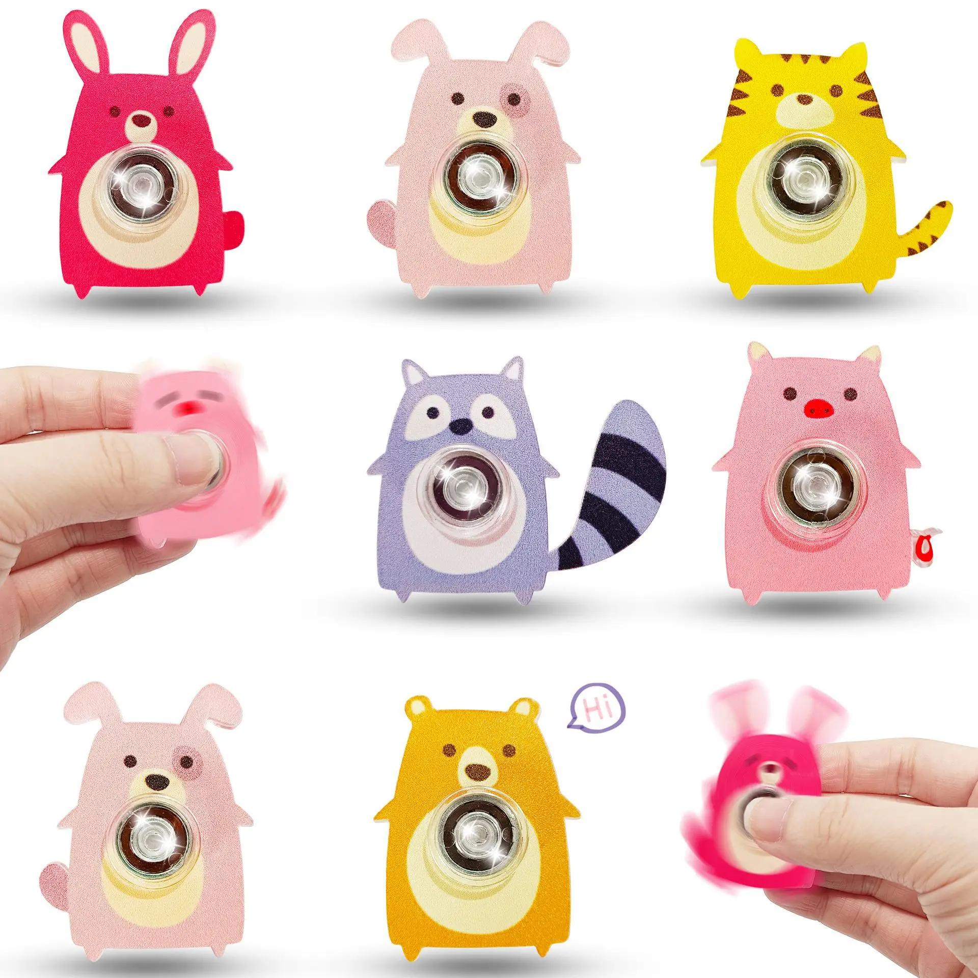 Jouet gyroscopique créatif en acrylique, 6 pièces, Animal chat chien renard Fidget Spinners, jouets