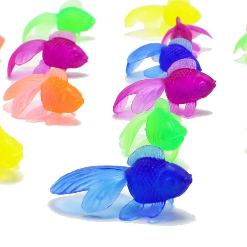 Enfants 10 pièces/ensemble Kawaii Simulation poisson rouge en caoutchouc bébé bain jeux d'eau jouets