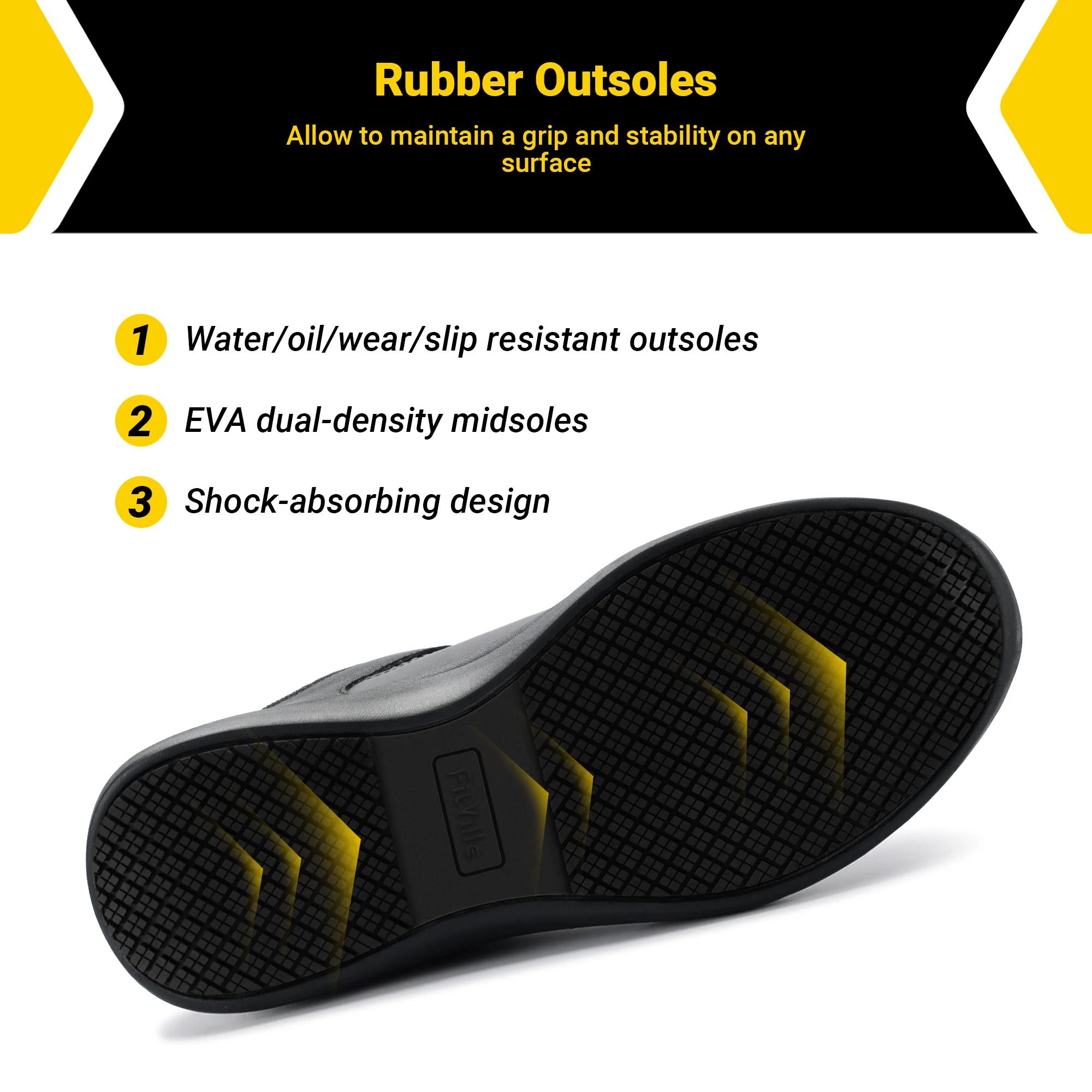 FitVille chaussures de travail Extra larges pour hommes chaussures décontractées anti-dérapant bout