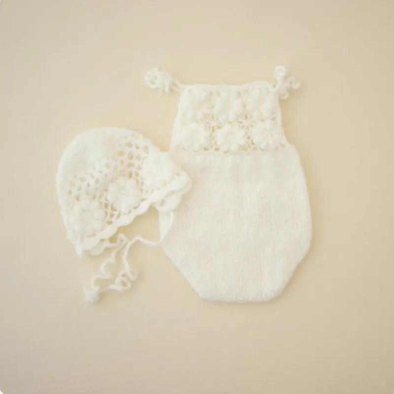Barboteuse en mohair pour bébé, accessoires de photographie pour nouveau-nés, vêtements photo faits
