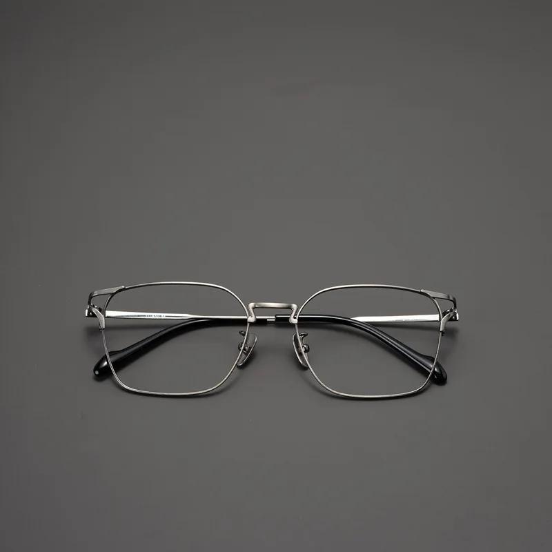 Lunettes d'affaires en titane pour hommes, monture complète géométrique XXL – Conception professionn