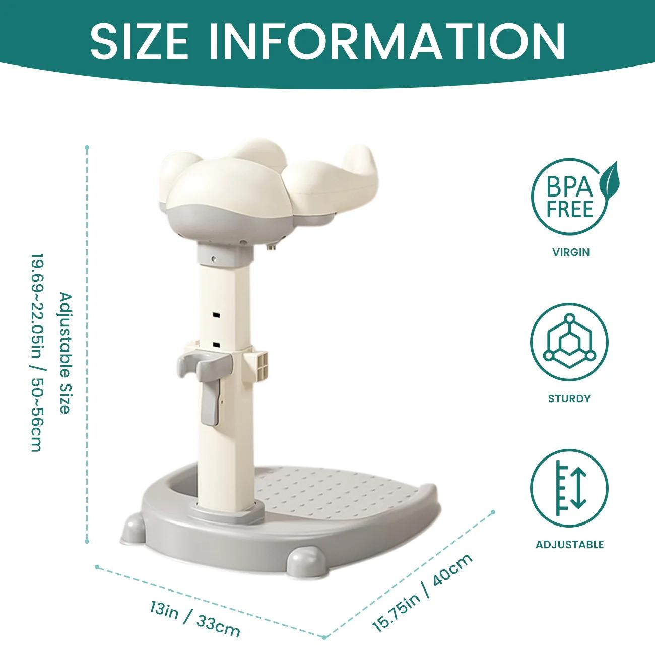 Support de bain pour bébé avec design ergonomique, aide au bain réglable en hauteur pour tout-petits
