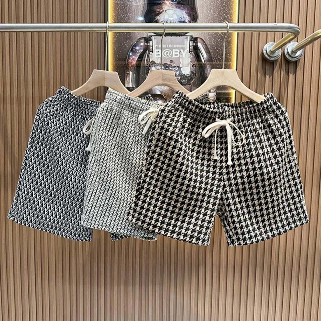 Vêtements pour hommes imprimé short à carreaux été élégant jambe droite pantalon de plage décontract