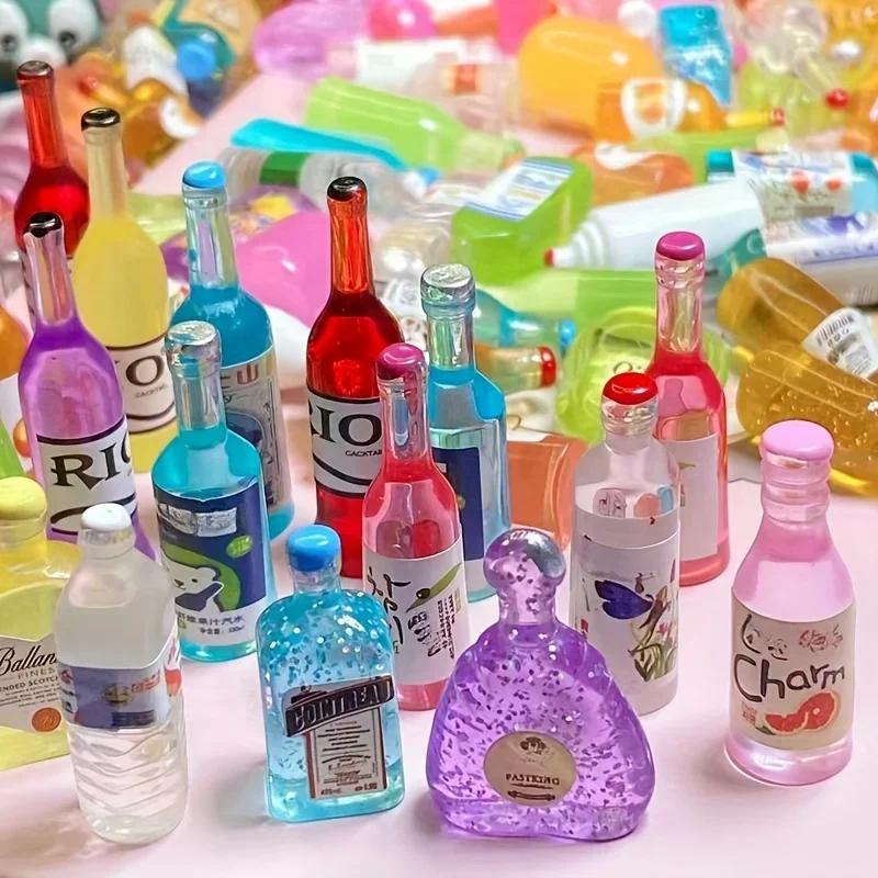 50 pièces de mini bouteille de boisson décoration de maison de poupée, bricolage étui de téléphone p