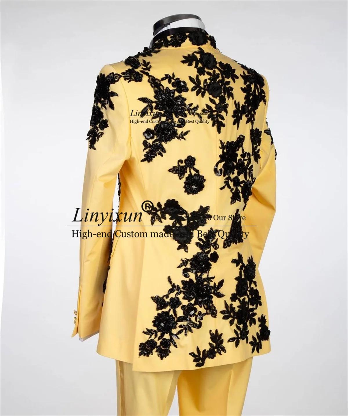 Costume de Mariage Homme de Luxe en Dentelle Appliquée et Cristaux, Sur Mesure, Double Boutonnage, E