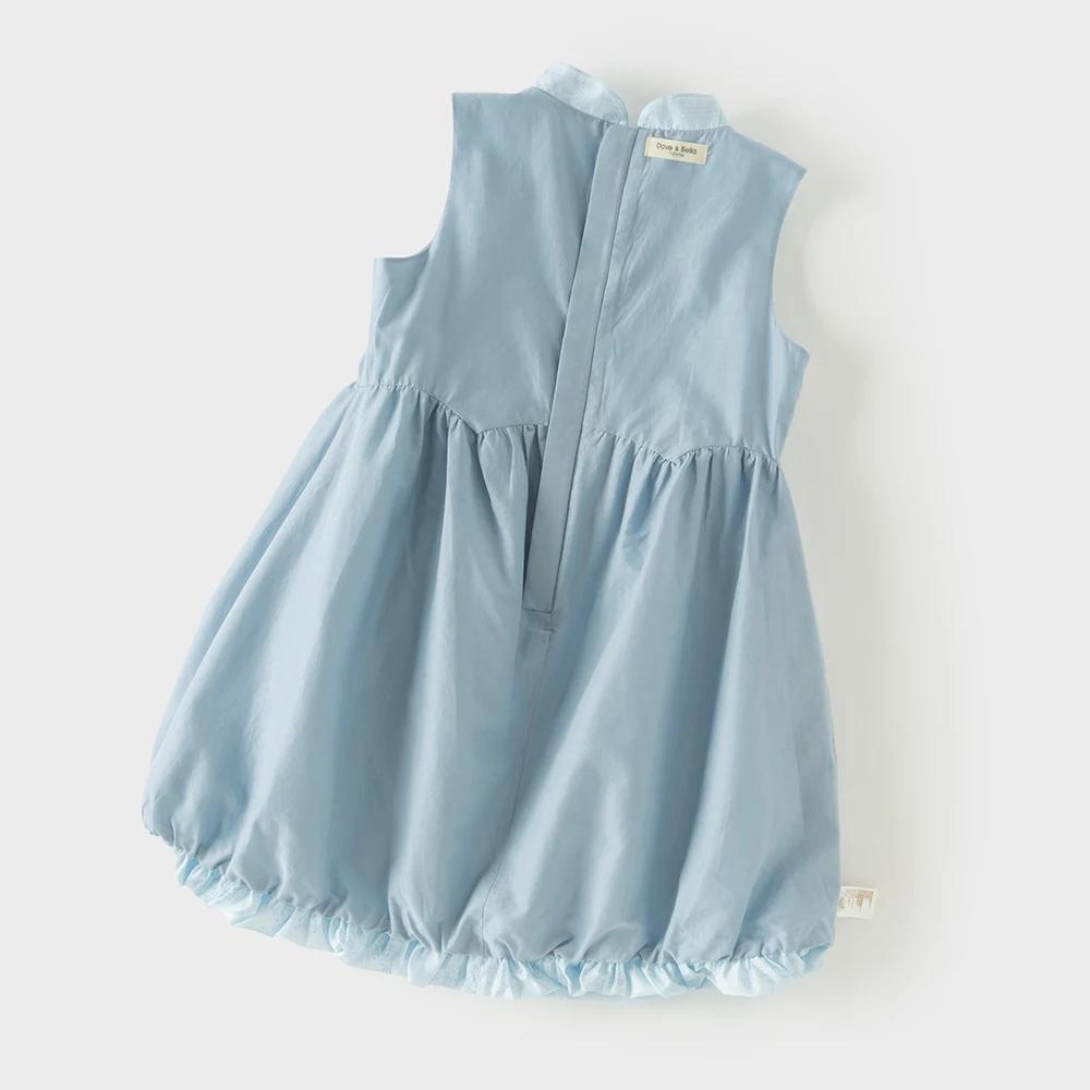 Robes d'été imprimées pour filles Dave Bella, style princesse, 7-13 ans, sans manches, style chinois