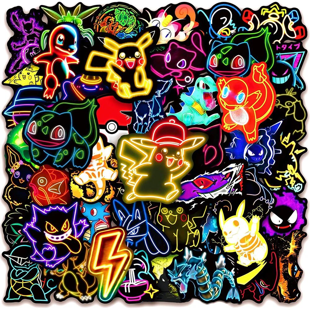 10/30/50pcs Cool Anime néon Pokemon autocollants Pikachu dessin animé décalcomanies pour enfants jou
