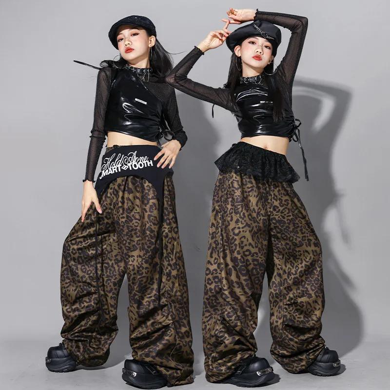 Vêtements K-pop pour filles, haut court en maille, pantalon camouflage, costumes hip hop, streetwear