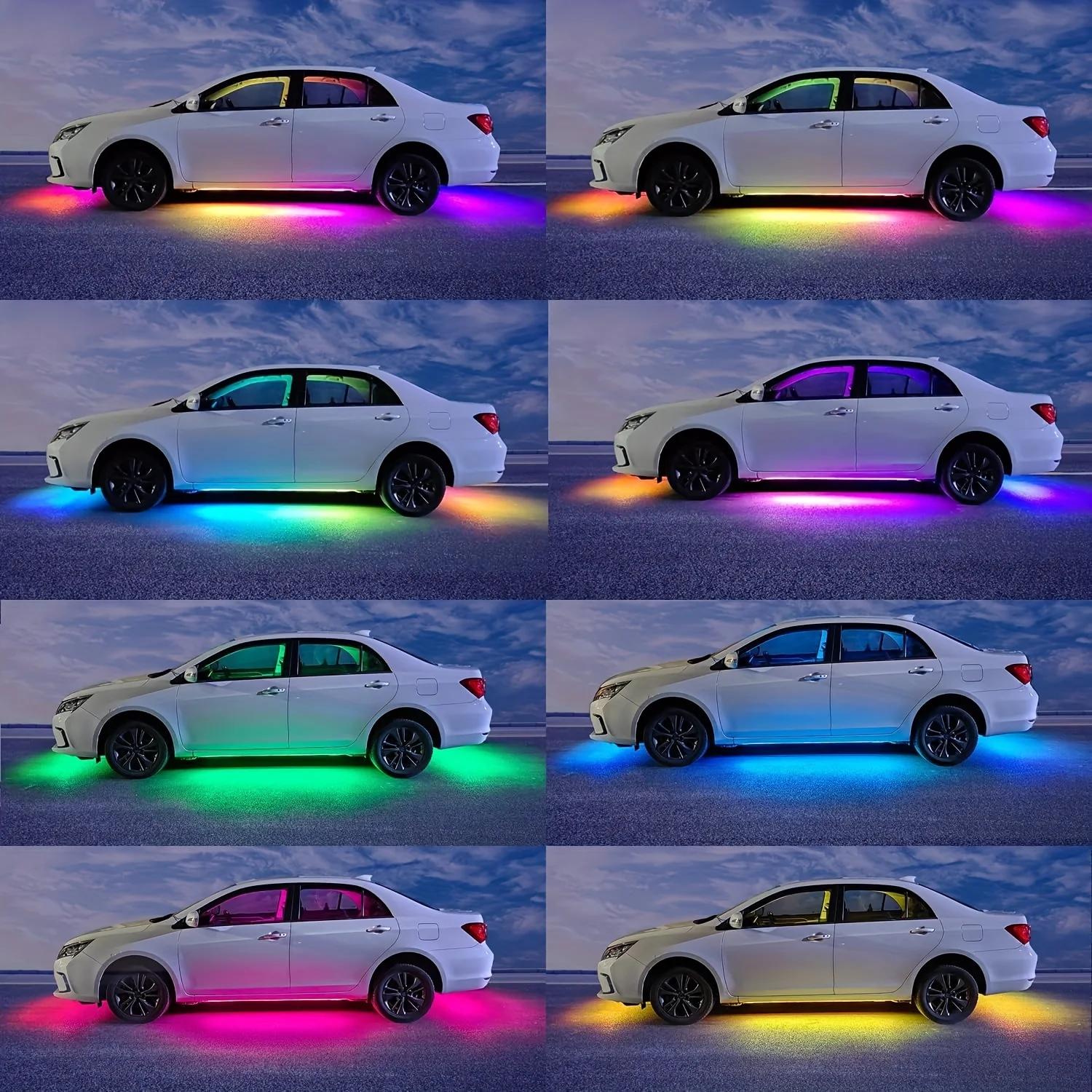 Bande lumineuse LED RGB Flexible pour voiture, 12V, lumière ambiante sous le corps, avec contrôle pa