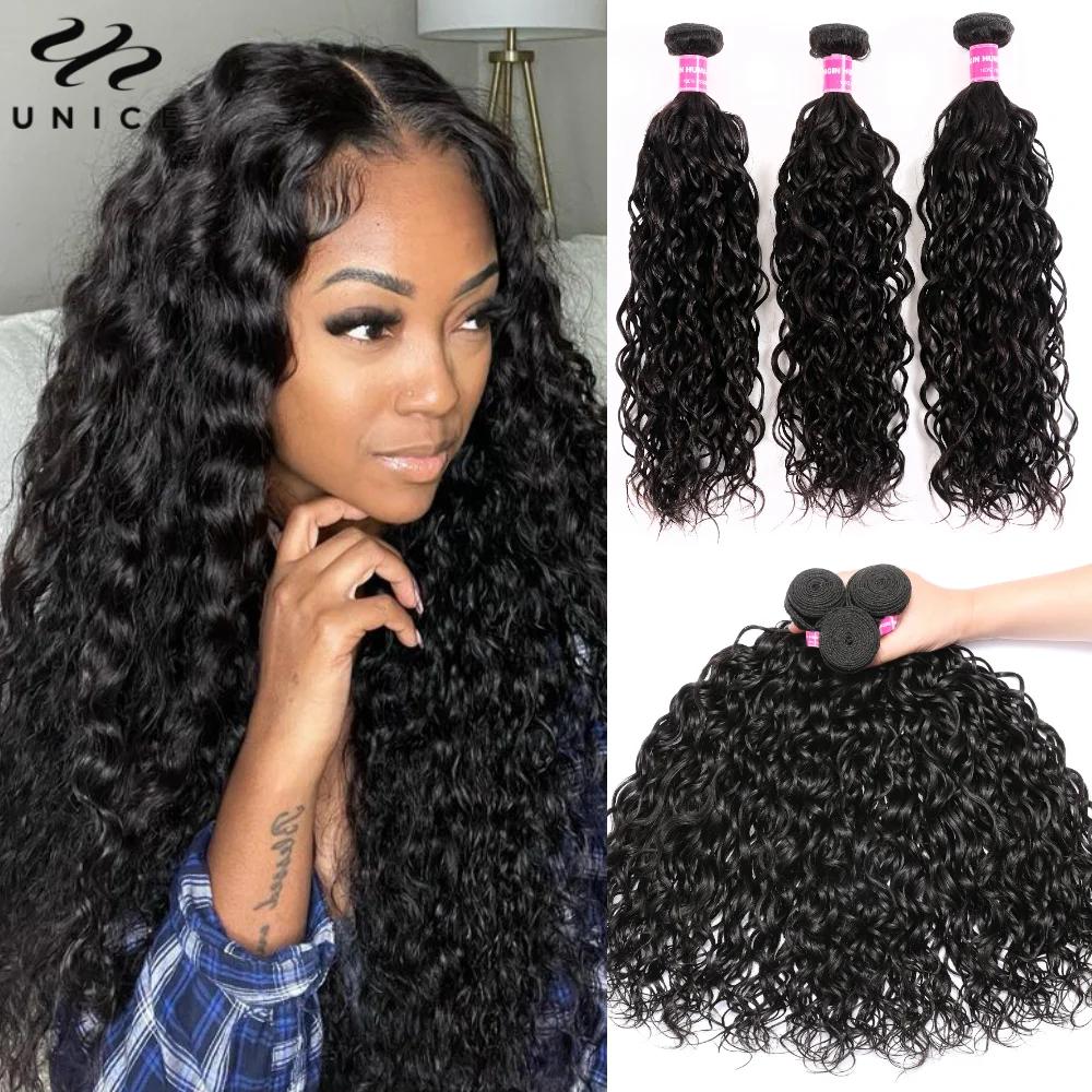 Mèches 100% naturelles vierges ondulées-UNice Hair, tissage à coudre, document riche naturel, 8 à 26