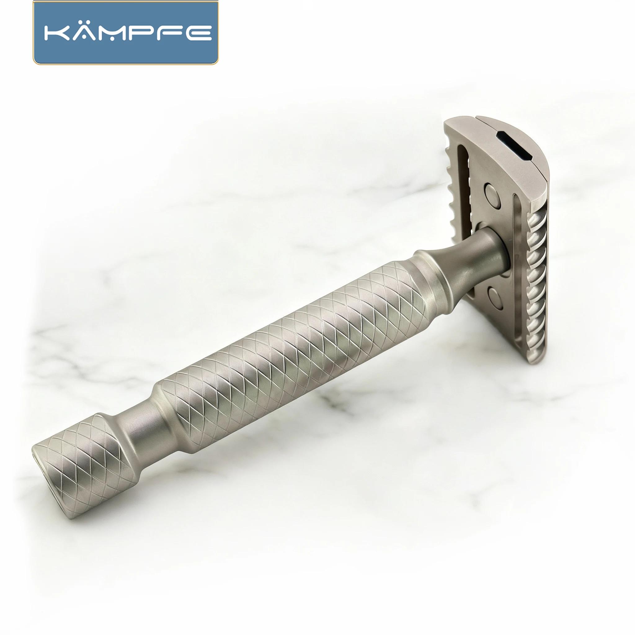 Rasoir de sécurité KAMPFE CNC en alliage de titane à double tranchant avec rasoir à 5 lames à dents