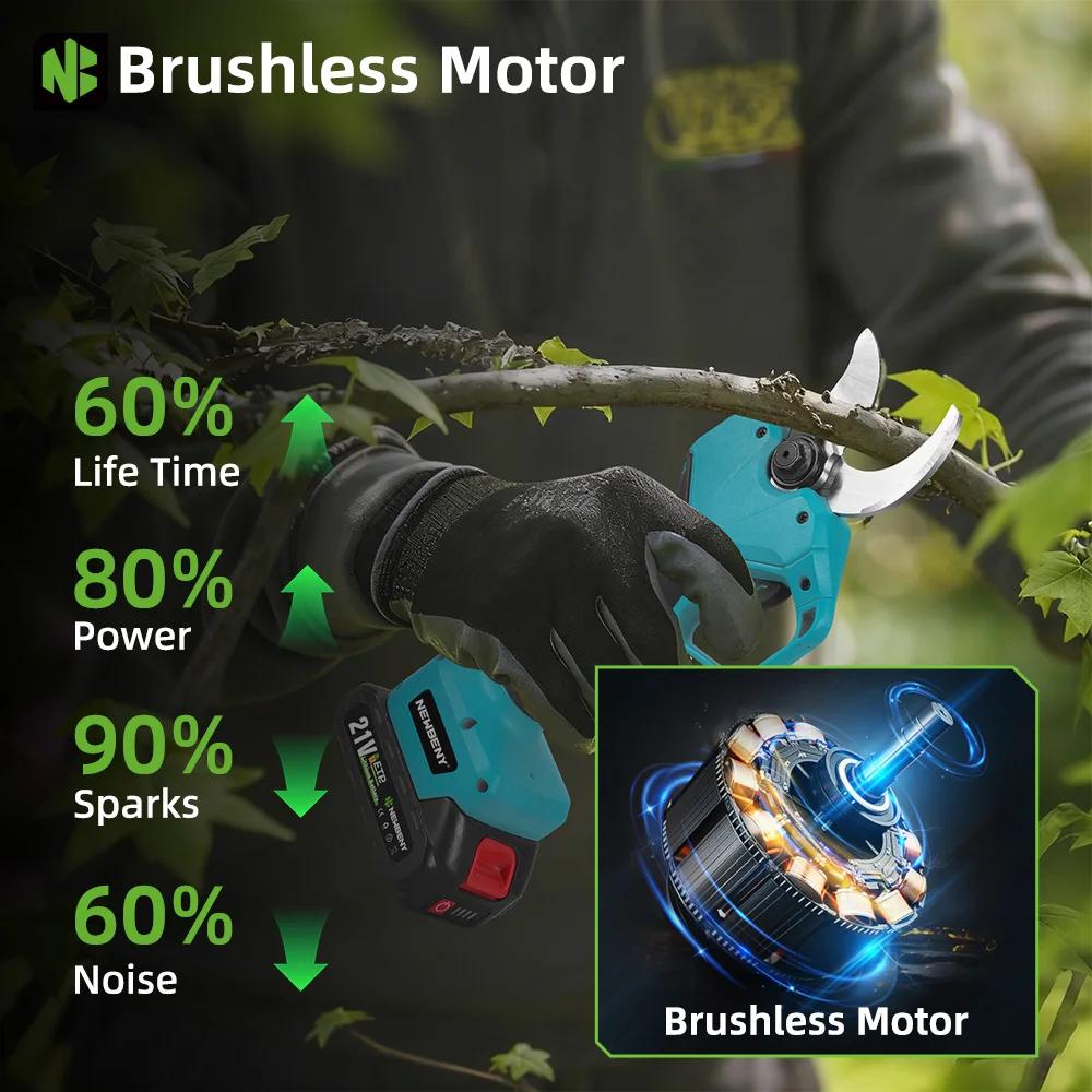 NewBeny – sécateur électrique sans balais, 2 vitesses, 65mm, cisaille pour arbres fruitiers, bonsaï,