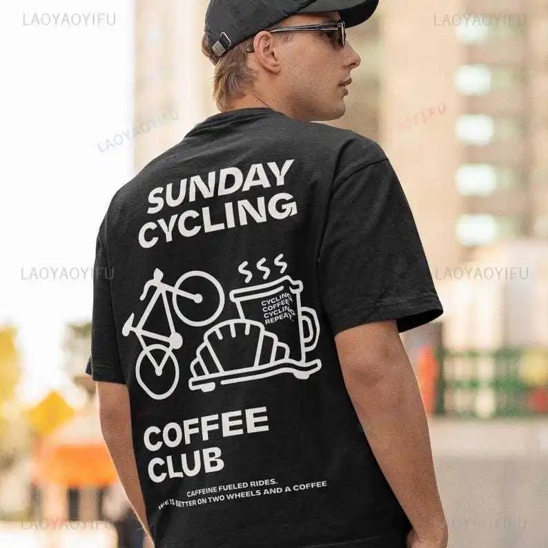 Dimanche cyclisme café Club graphique t-shirts unisexe femme homme été vélo haute qualité coton T-sh