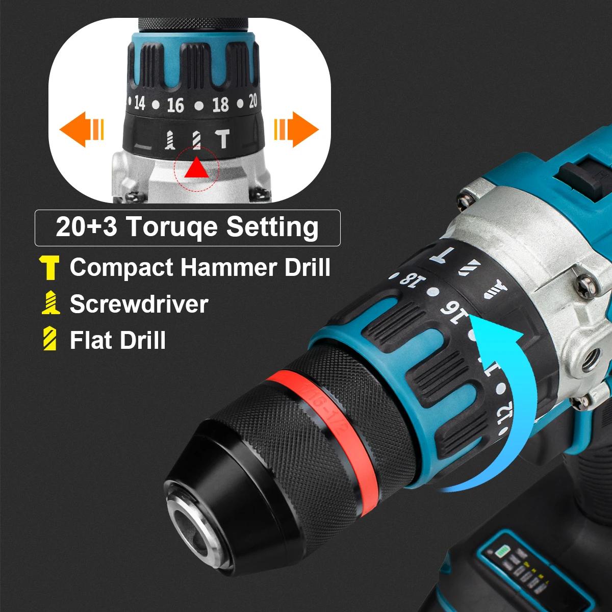 Makita – perceuse à percussion électrique sans balais 480N.M, perceuse sans fil, tournevis électriqu